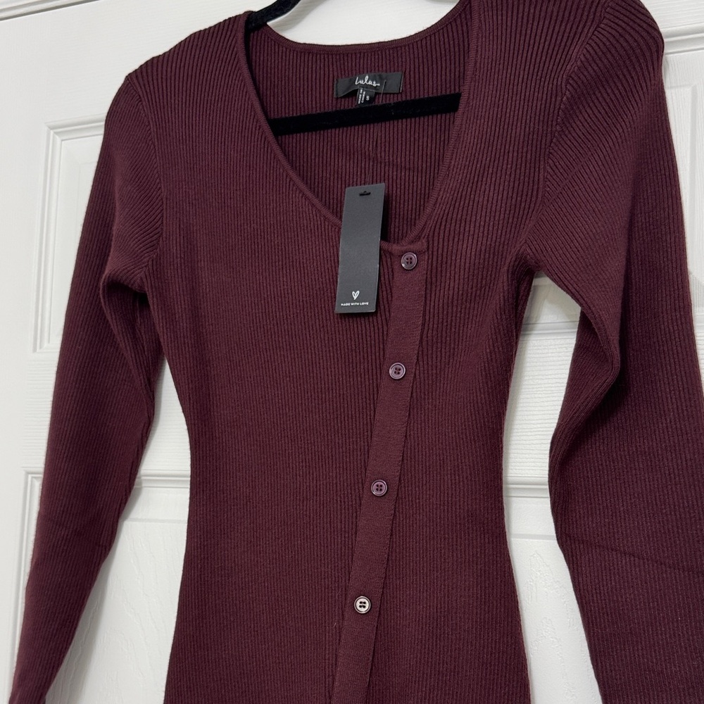 Lulus Brown Ribbed Sweater Dress